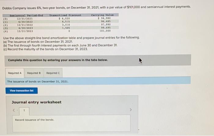  section a section b section c Dobbs Company issues 6%, two-year