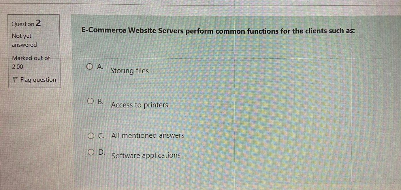 E-Commerce revenue models, except Not yet answered Marked out of 2.00 O