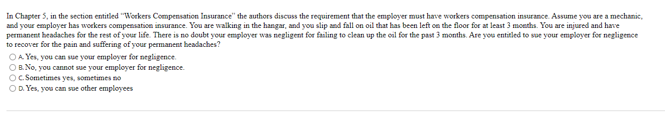 In Chapter 5 , in the section entitled "Workers Compensation Insurance"