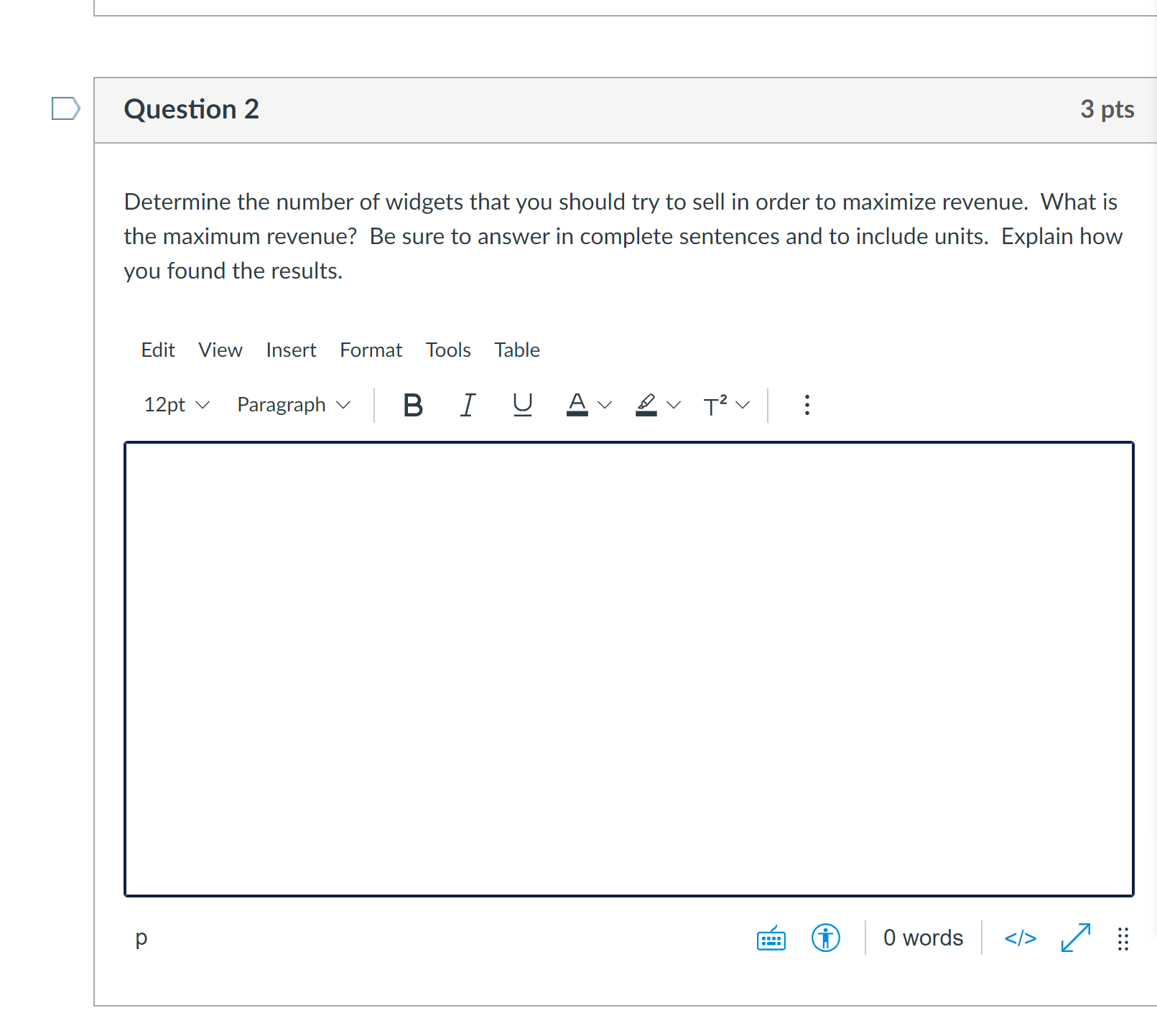 demand w (widgets) Price per widget P ($/widget) 10 147 20 132