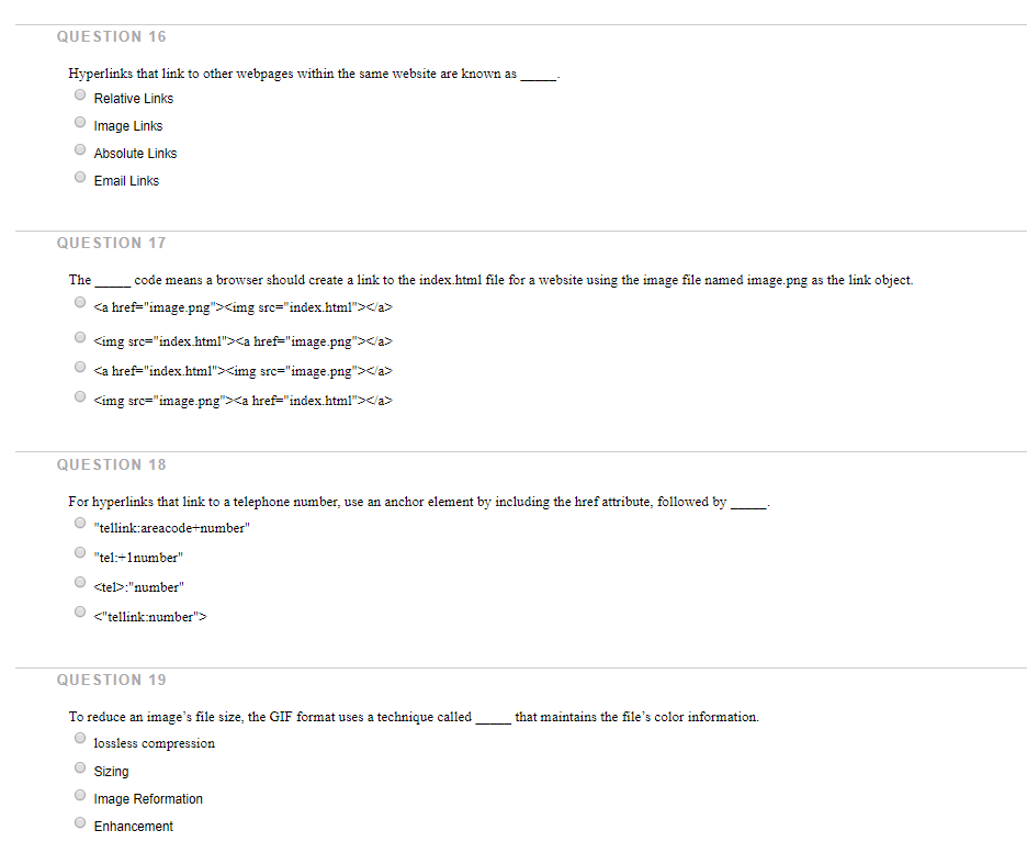 QUESTION 16 Hyperlinks that link to other
