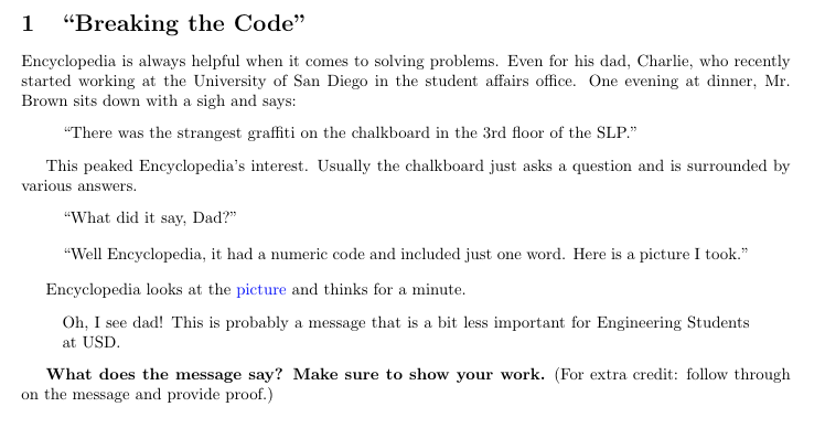 The message matrix, after the code is decoded,