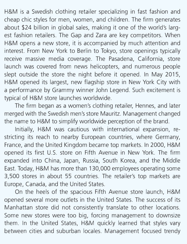 1- How does management at H&M use global branding