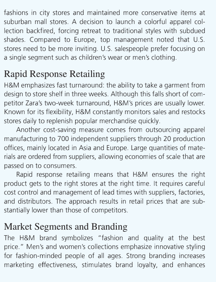 1- How does management at H&M use global branding