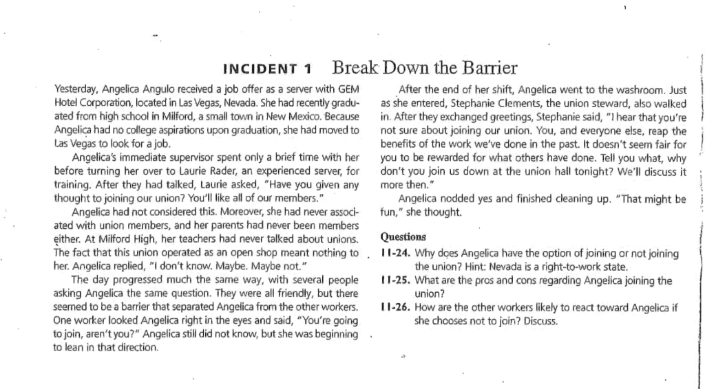 INCIDENT 1 Break Down the Barrier Yesterday,