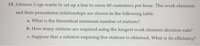 show all work, will thumbs up!! 15. Johnson Cogs