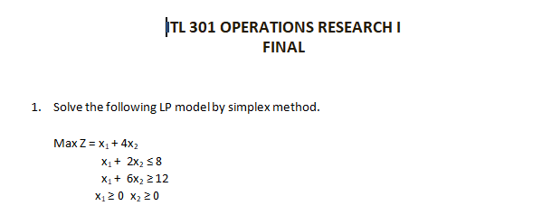 Please write readable answer TL 301 OPERATIONS