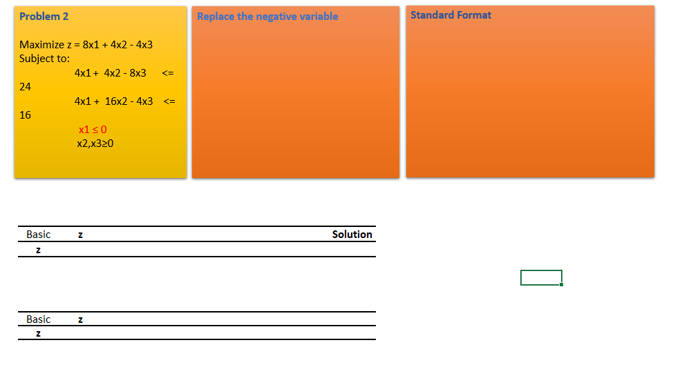 Solve in Simplex Method Problem 2 Replace the