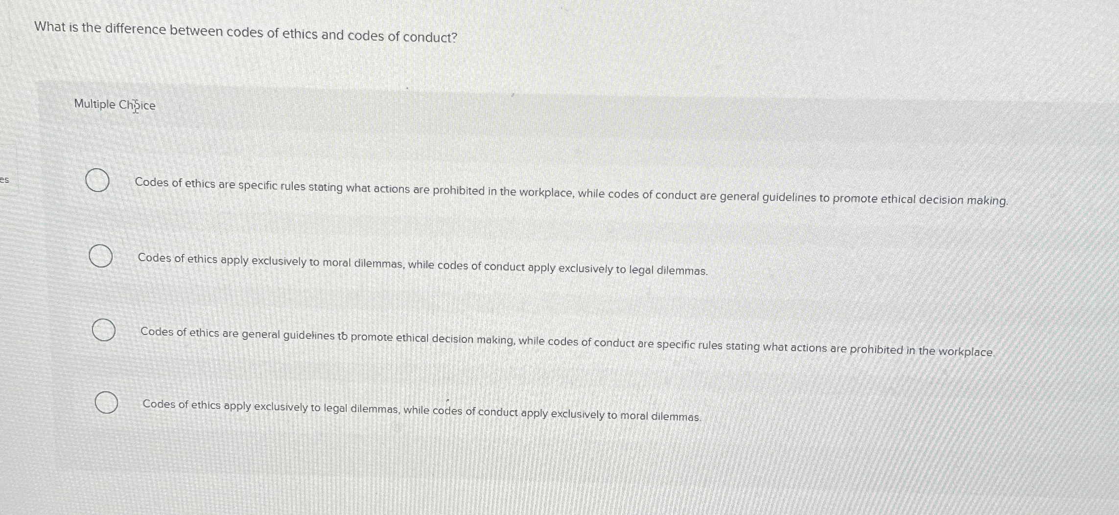 What is the difference between codes of ethics