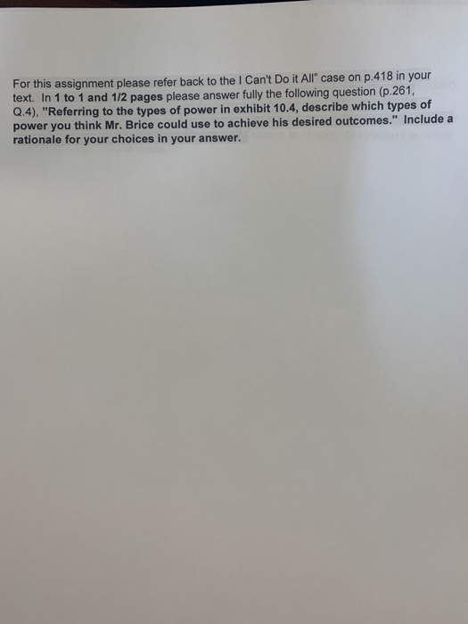 For this assignment please refer back to the I