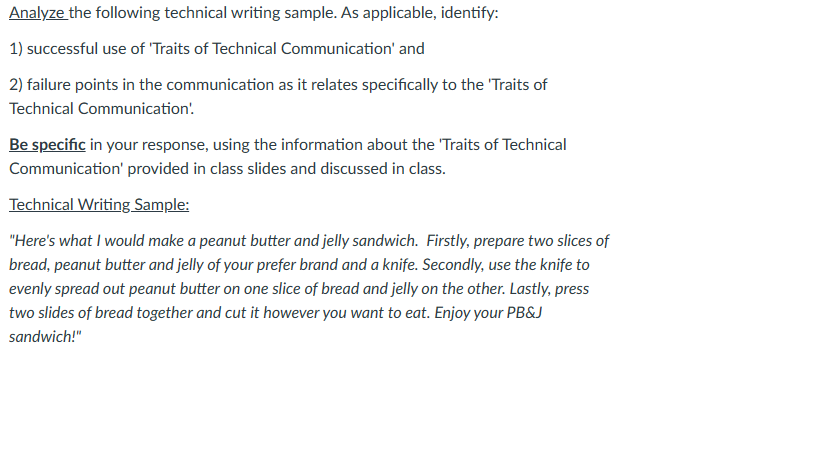 Analyze the following technical writing sample.