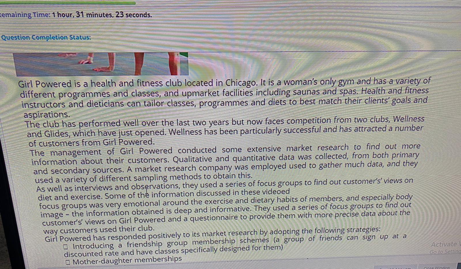 emaining Time: 1 hour, 31 minutes, 23 seconds.