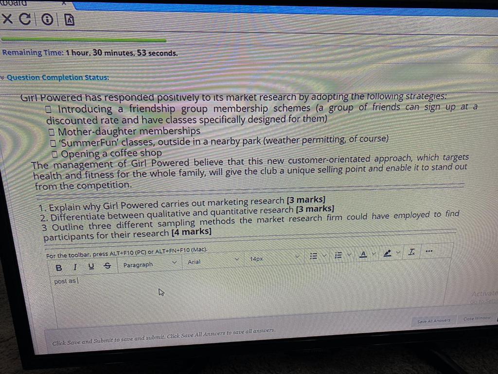 emaining Time: 1 hour, 31 minutes, 23 seconds.