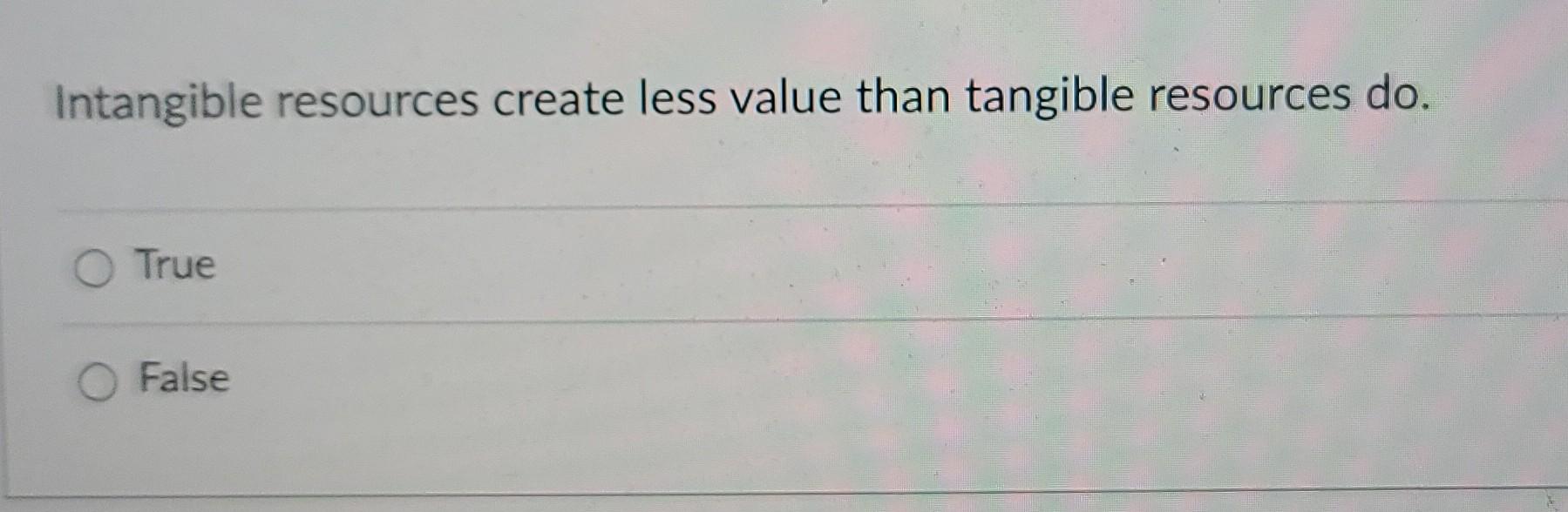 Intangible resources create less value than