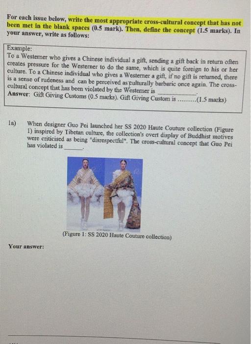 For each issue below, write the most appropriate