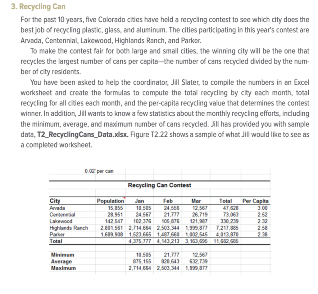 add the formulas needed to use in excel please 3.