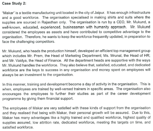 Case Study 2: "Makar" is a textile manufacturing