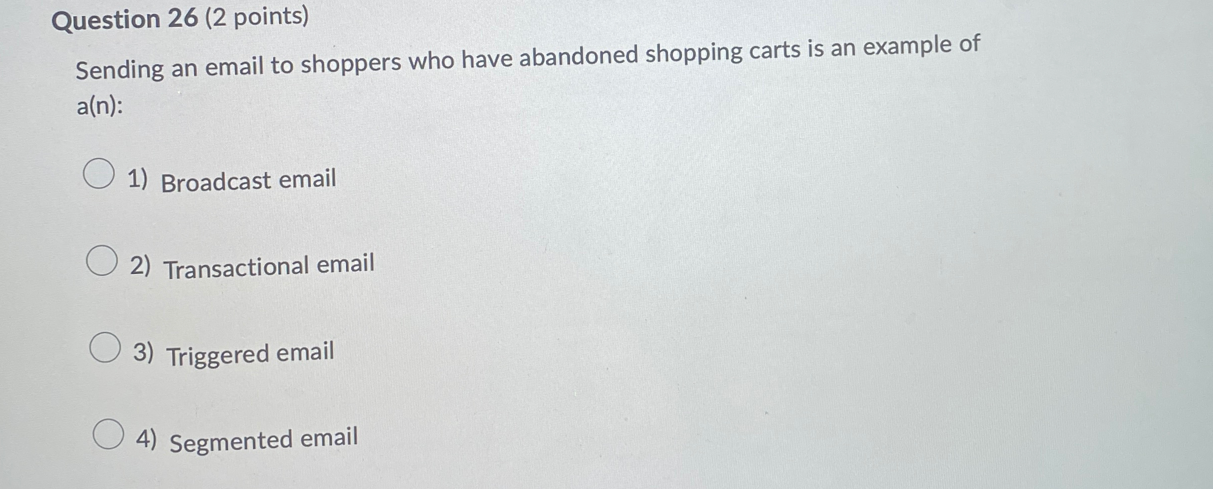Question 2 6 ( 2 points ) Sending an email to
