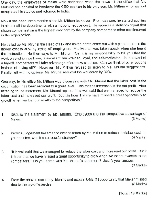 Case Study 2: "Makar" is a textile manufacturing