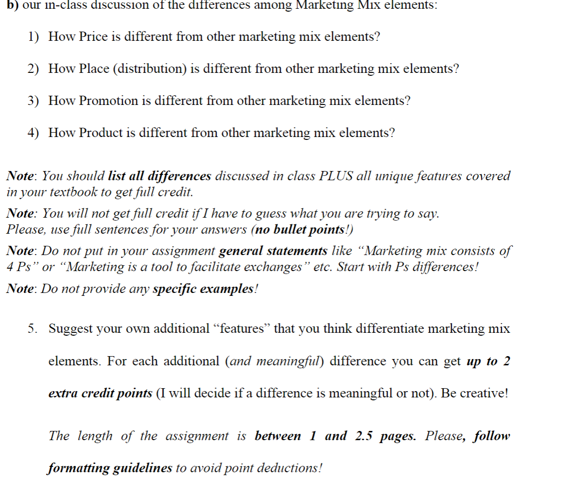 b) our in-class discussion of the differences