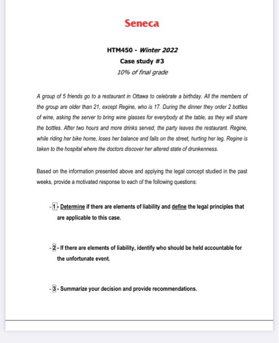 Seneca HTM450 - Winter 2022 Case study #3 10% of