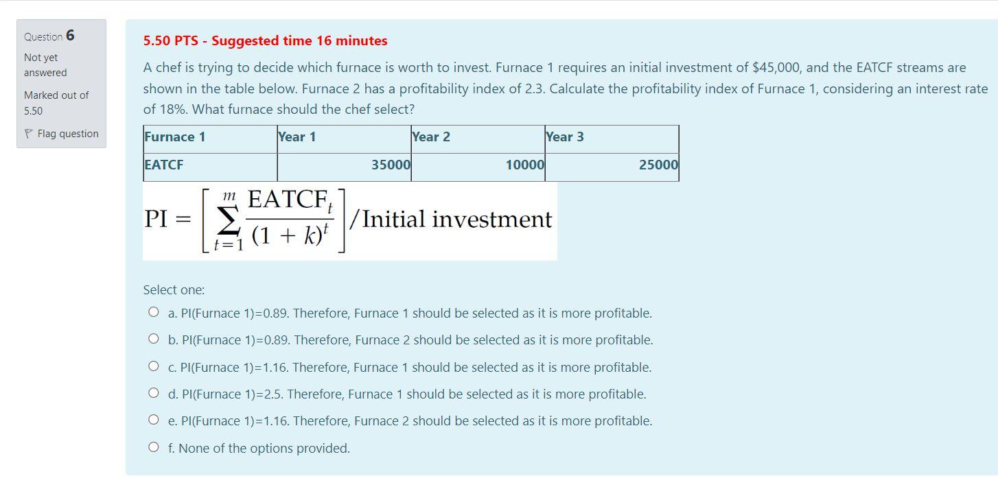 Question 6 Not yet answered 5.50 PTS - Suggested