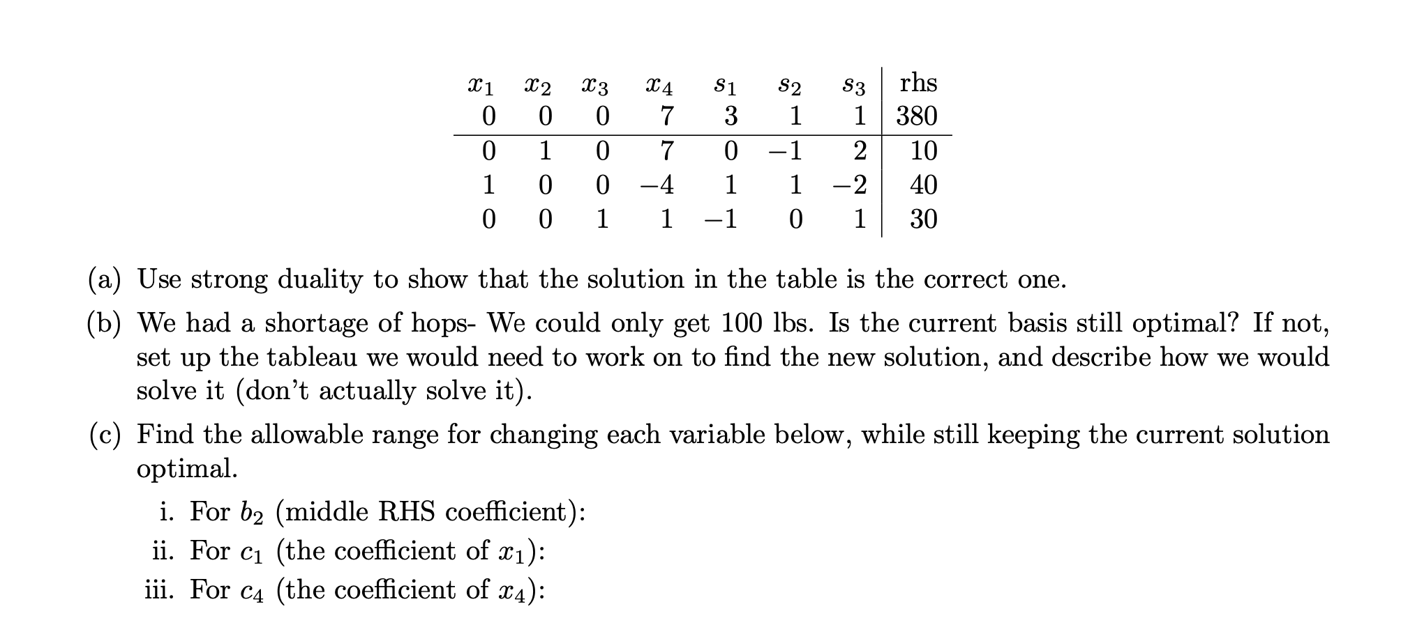 The Brewery Problem We're making beer! Beer needs