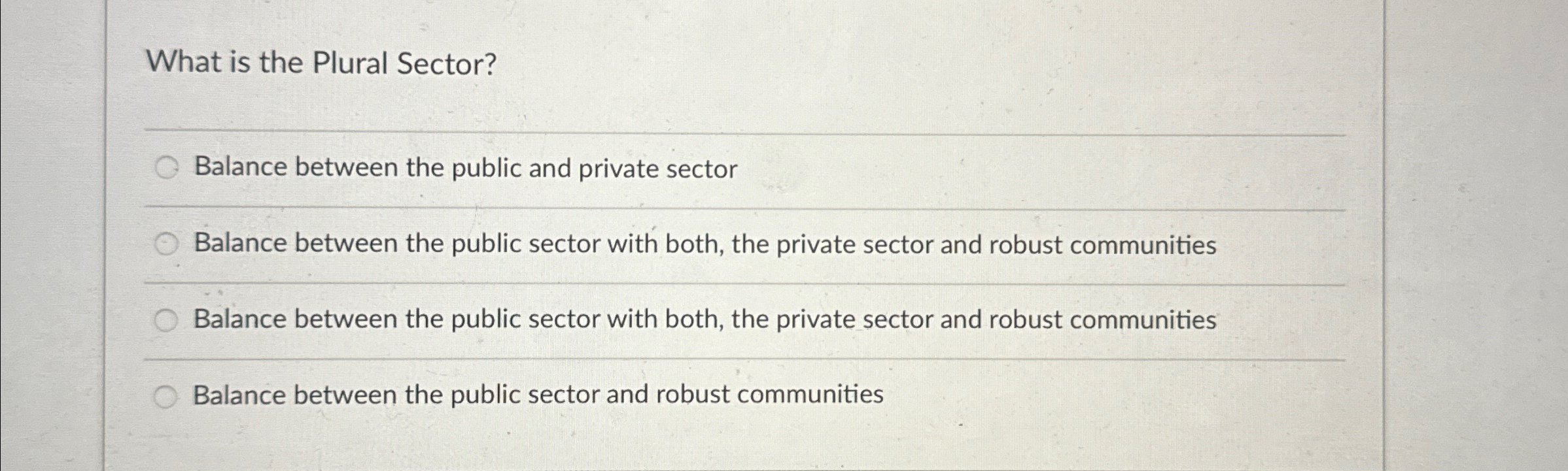 What is the Plural Sector? q , Balance between