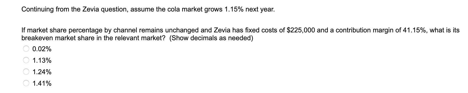 Continuing from the Zevia question, assume the