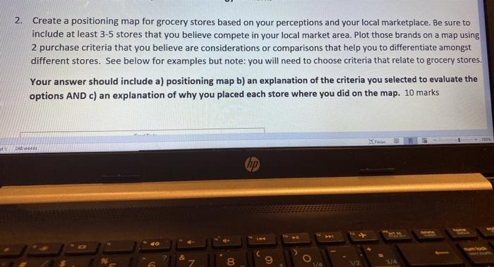 2. Create a positioning map for grocery stores