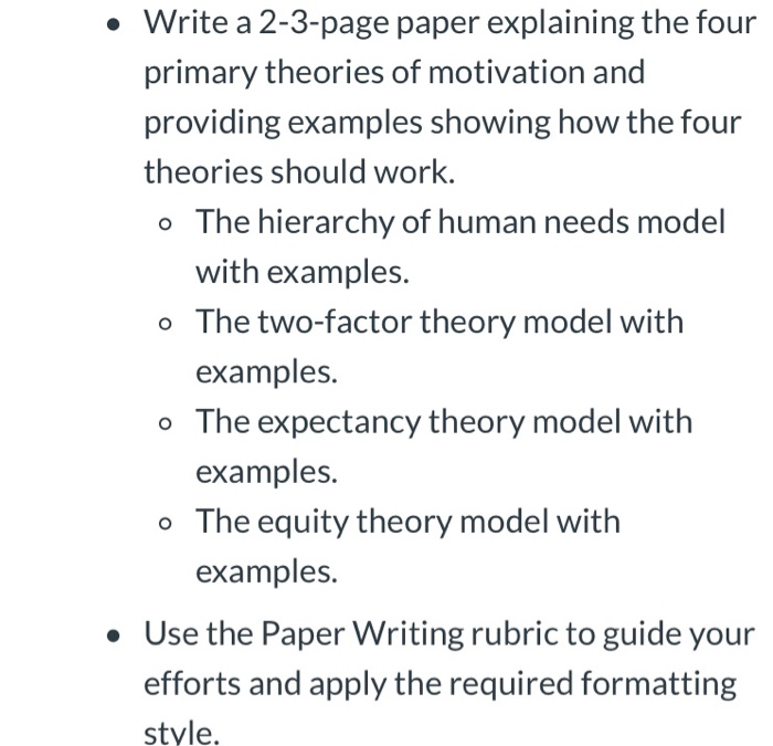 Write a 2-3-page paper explaining the four