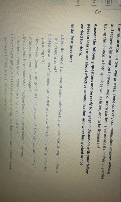 Communication is a two-way process. Done