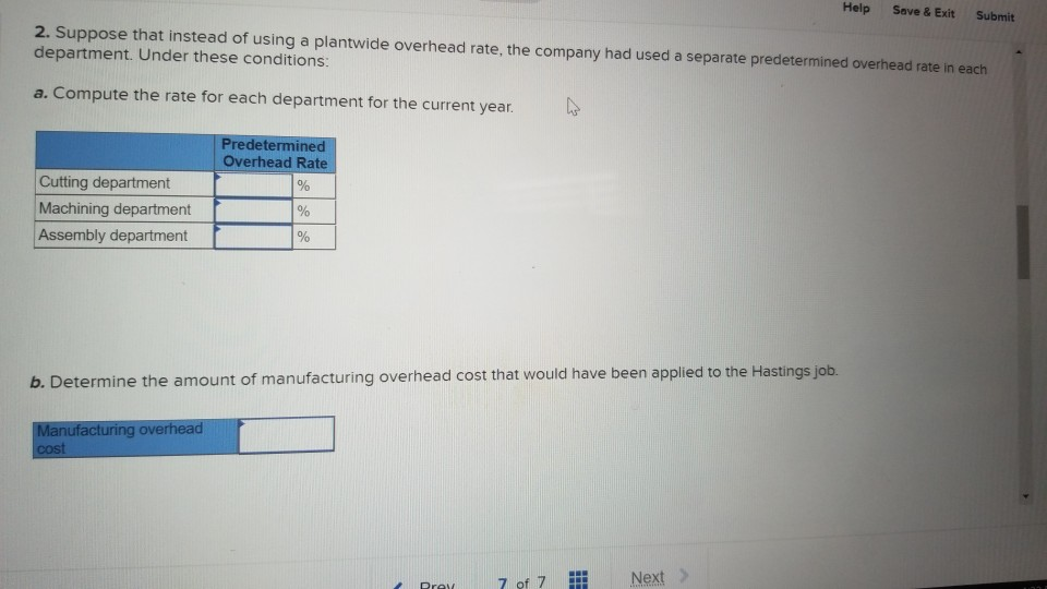 Help Save & Exit Subm Department Direct material