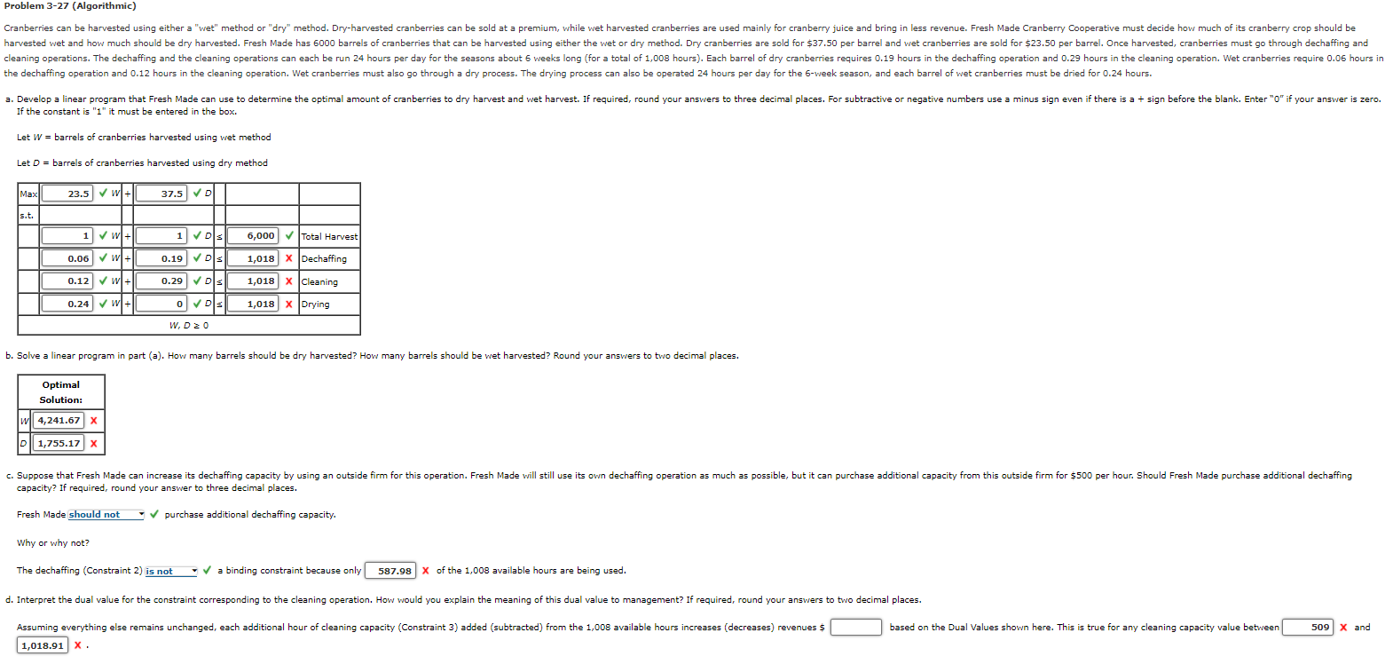 Problem 3-27 (Algorithmic) Cranberries can be
