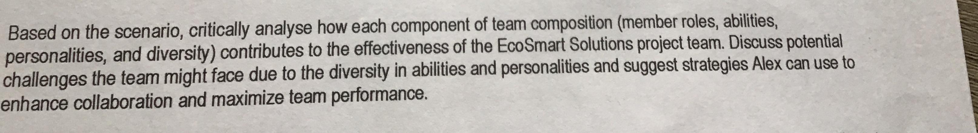 Based on the scenario, critically analyse how