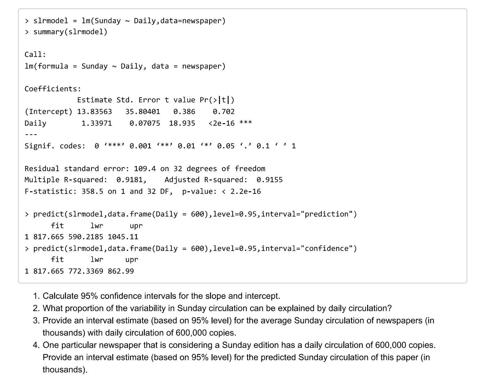 use R to solve the question, write the code.
