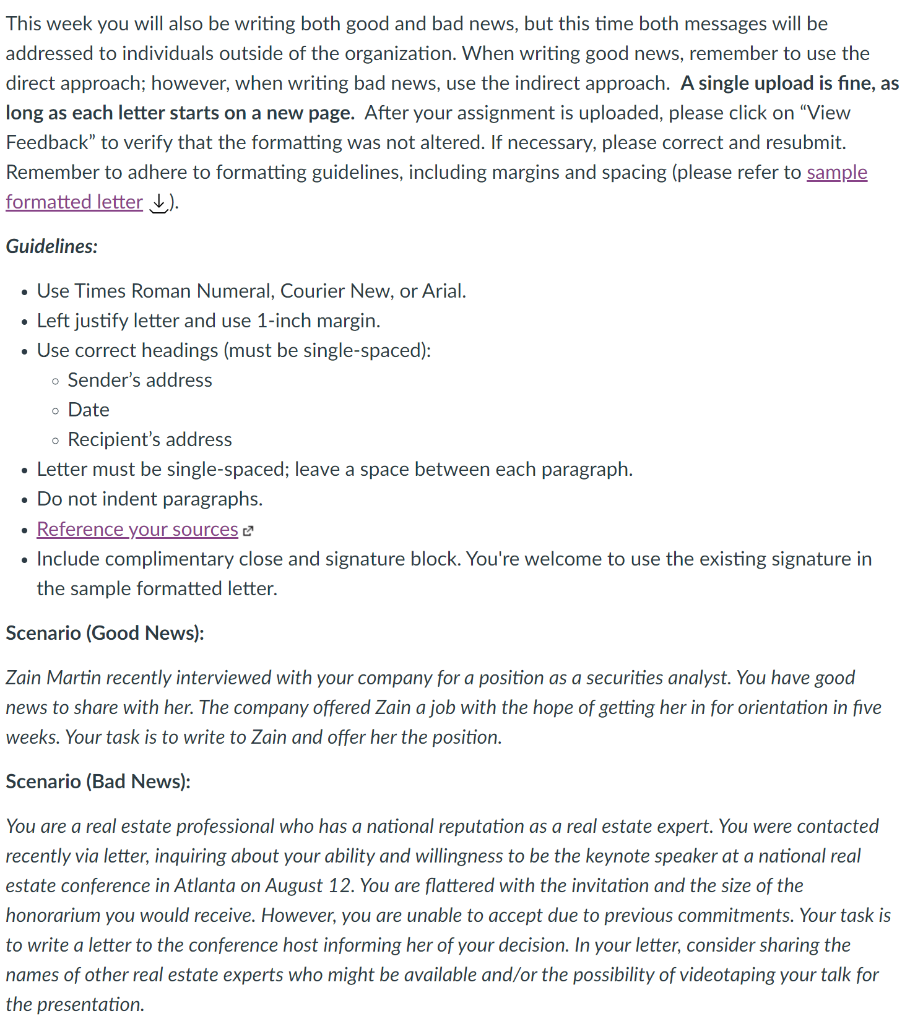 This week you will also be writing both good and