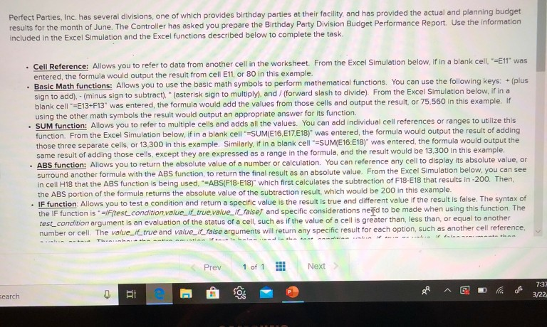 B C D E F G H I 1 Perfect Parties, Inc. has