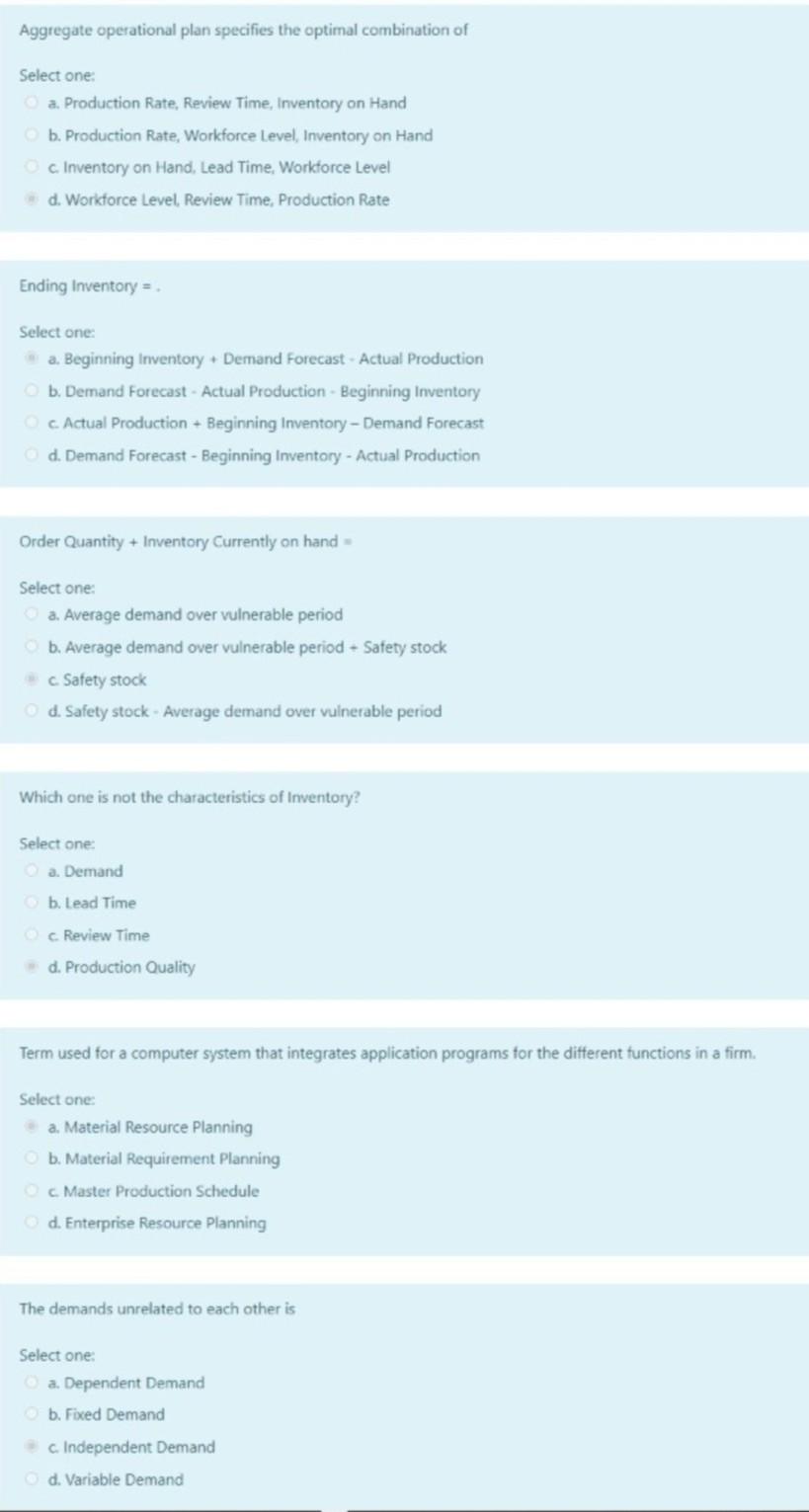 Aggregate operational plan specifies the optimal