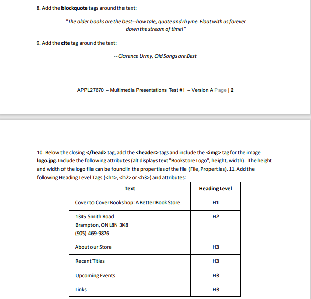 INSTRUCTIONS Create the following HTML web page