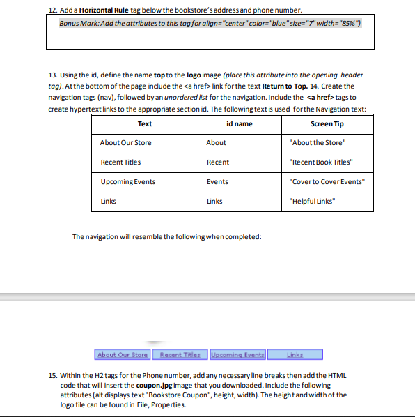 INSTRUCTIONS Create the following HTML web page