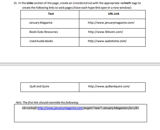 INSTRUCTIONS Create the following HTML web page