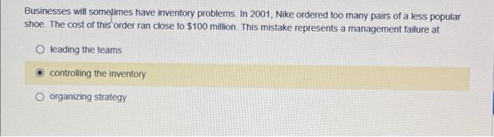 Businesses will sometimes have inventory