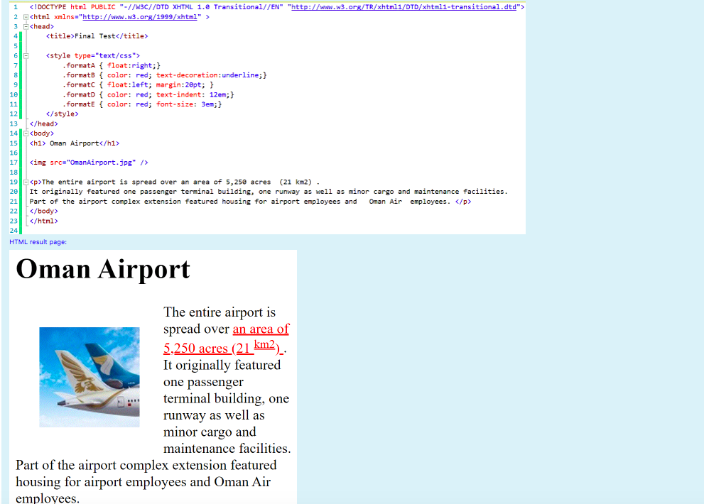 UPDATE THE CODE SO THE RESULT LOOK LIKE THE