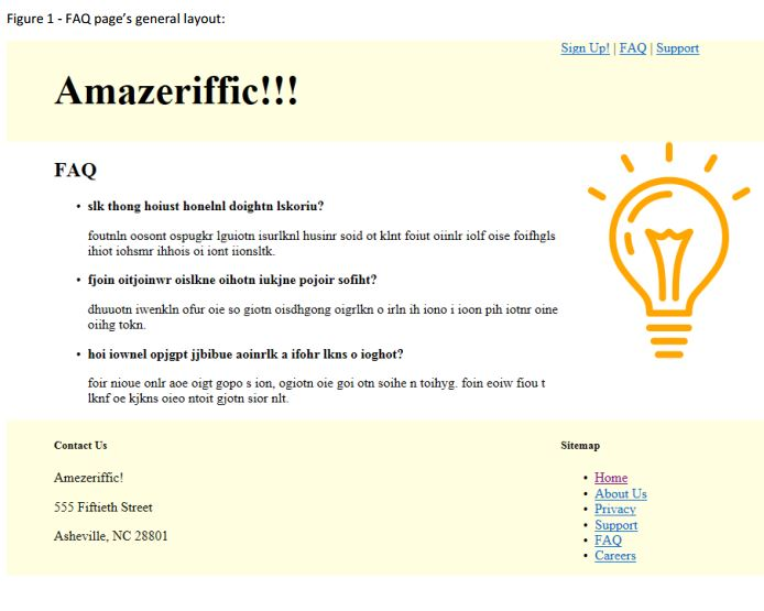 Need help creating FAQ page. Have provided HTML