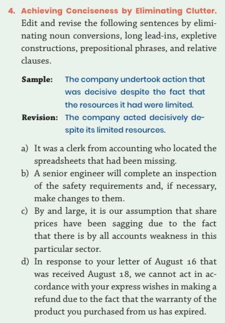 4. Achieving Conciseness by Eliminating Clutter.