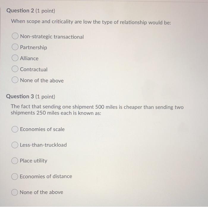 Question 2 (1 point) When scope and criticality