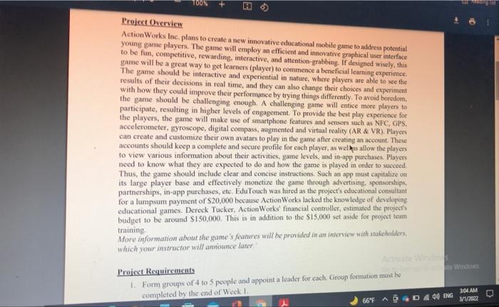 H Project Overview Action Works Inc. plans to