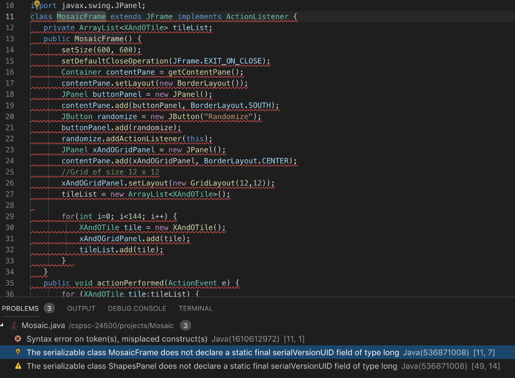 I have to create a java program that generates a