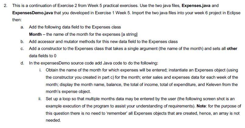 Data from Exercise week 5: class Expense: def